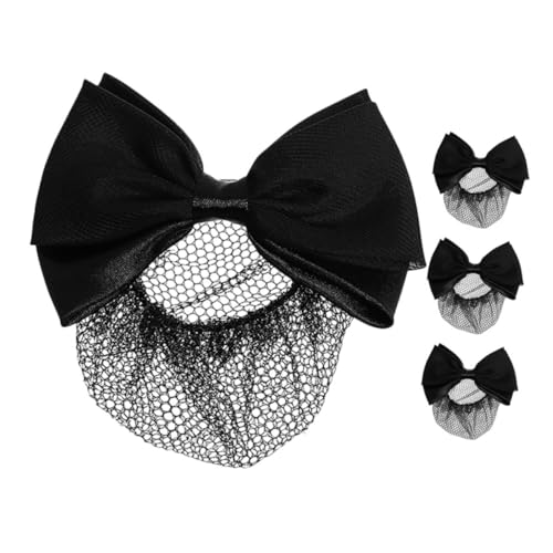 DONFAMDS 4 Stück Haarknotennetz Mit Schleife, Modisches Schleifendesign, Haar-accessoires, Weich Und Bequem, Netz-haarspangen Für Frauen, Hochzeitsanlässe von DONFAMDS