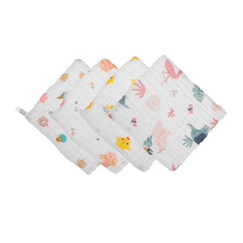 DONFAMDS 4stücke Teilige Baumwoll-waschlappen Für Junge Mädchen Weich Saugfähig Schnelltrocknend Pflegeleicht Süßes Kaninchen-tiere-gesichtshandtuch Mit Eiscreme Und Küken-aufdruck von DONFAMDS