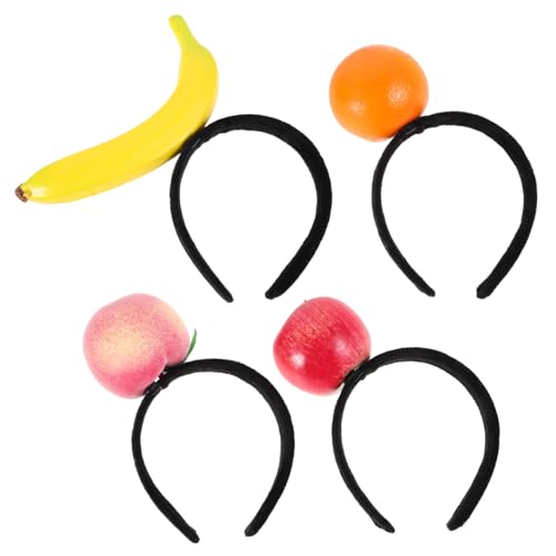 DONFAMDS 4stücke Frucht-stirnbänder Für Frauen Lustige Kostüm-accessoires Für Tropische Themenpartys Strandfeiern Und Geburtstagsfeiern Lebendige Designs Mit Apfel Banane Und Orange von DONFAMDS