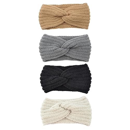 DONFAMDS 4stücke Gewebtes Haarband Breit Für Damen Warmes Strickhaarband Mit Ohrenschutz Kopfbedeckung Für Reisen Und Outdoor-aktivitäten Atmungsaktiv Und Bequem von DONFAMDS