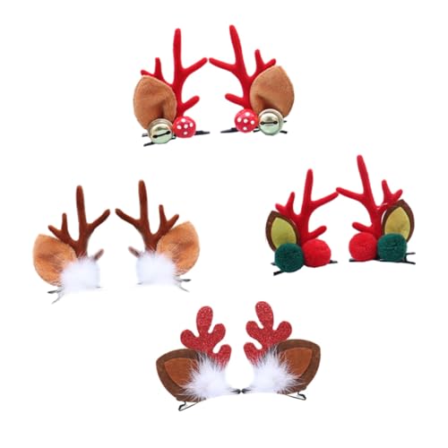 DONFAMDS 4paare Weihnachts Haarschmuck Für Mädchen Geweih Haarclips Festliche Haaraccessoires Rot Glöckchen Für Weihnachtsfeiern Und Besondere Anlässe von DONFAMDS