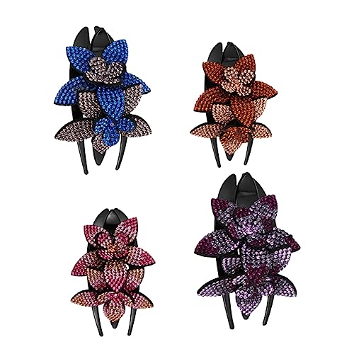DONFAMDS 4stücke Haarnadeln Mit Strasssteinen in Blumenform Für Frauen Rutschfeste Haarspangen Mit Kamm Für Täglichen Gebrauch Und Styling von DONFAMDS