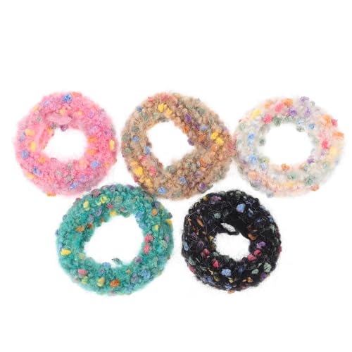 DONFAMDS 5stücke Bunte Weiche Haargummis Für Frauen Pack Elastische Scrunchies Aus Fleece Für Dickes Haar Haaraccessoire Für Elegante Frisuren Und Besondere Anlässe von DONFAMDS