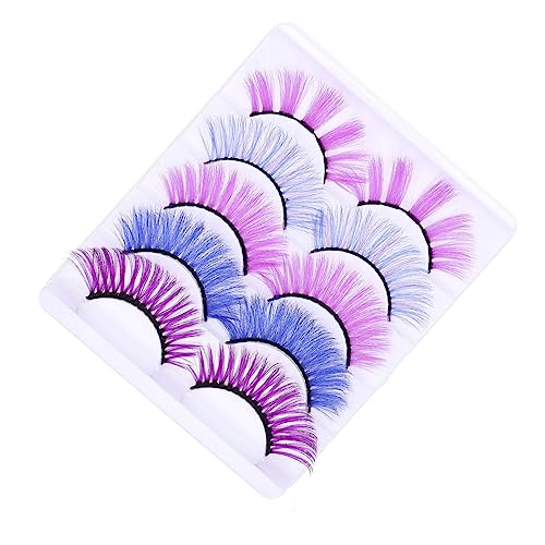 DONFAMDS 5paare Bunte Kunstwimpern Simulation Pelz Wimpern Für Frauen Makeup Wimpern Falsche Für Augen Make-up Cosplay Halloween Partys von DONFAMDS