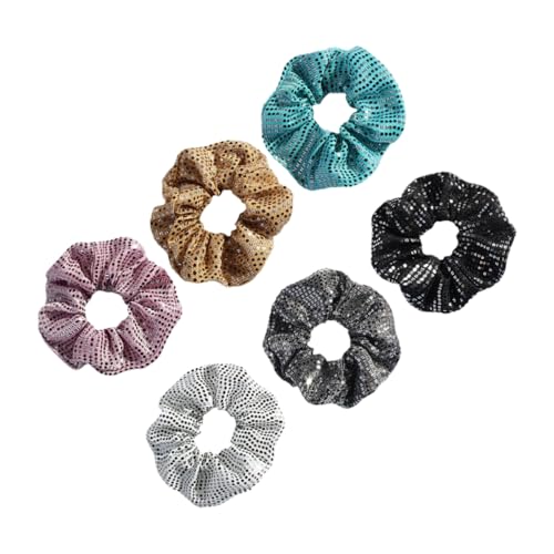 DONFAMDS 6 Stück Glitzer Haargummis für Damen Elastische Haarbänder Farben Stilvolle Funktionale Haarschmuck Accessoires für Pferdeschwanz und Hochzeiten von DONFAMDS