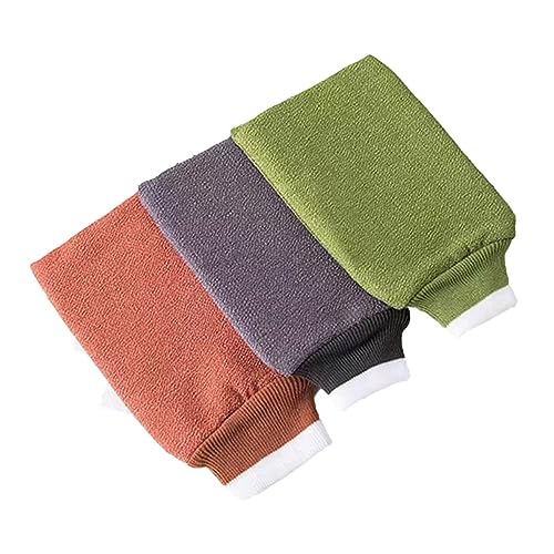 DONFAMDS 6 Stück Peeling Duschhandschuhe Dual Side Körperpeeling Einheitsgröße Für Damen Und Herren Maschinenwaschbar Nylon Grün/anthrazit/rosa von DONFAMDS