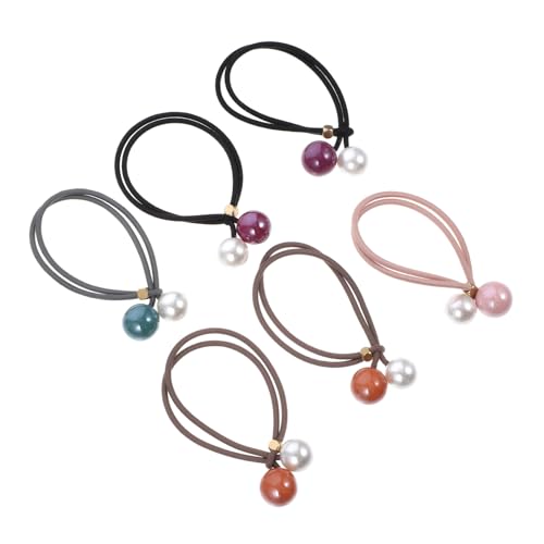 DONFAMDS 6 Stück Teiliges Perlen Haargummi Elastische Haarschleifen Schonend für Haare Modischer Haarschmuck für Damen und Mädchen Strapazierfähige Haarbänder in Zufällige Zufällige Farbe von DONFAMDS