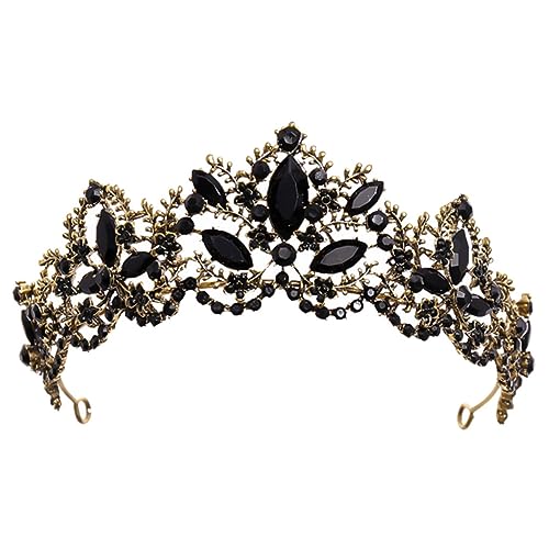 DONFAMDS Barock Stil Tiara Krone aus Legierung Leichte Komfortable Braut Haarschmuck für Hochzeit Abschlussball und Festliche Anlässe Vintage Schwarzer Look Einfach zu Tragen von DONFAMDS