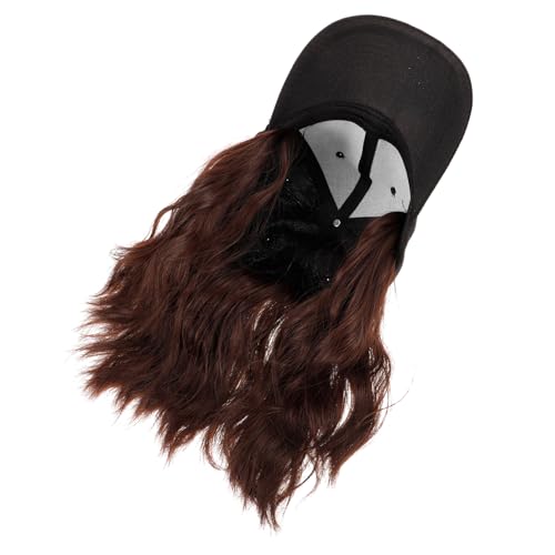 DONFAMDS Baseball Cap Damen mit Synthetischer Wellenperücke Leichte Komfortable Haarhaube Baseballmütze für Alltag Sportpartys Halloween und Fotoshootings von DONFAMDS