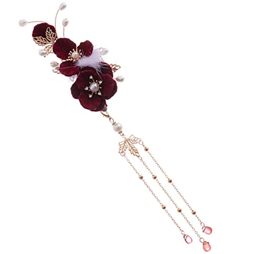 DONFAMDS Blumenhaarnadel mit Quaste und Plüschball Tiefroter Haarklammer für Damen Haarzubehör für Hochzeiten Partys Cosplay und Täglichen Gebrauch Verleiht Jedem Outfit DONFAMDS Blumenhaarnadel mit Quaste und Plüschball Tiefroter Haarklammer für Damen Haarzubehör für Hochzeiten Partys Cosplay und Täglichen Gebrauch Verleiht Jedem Outfit von DONFAMDS