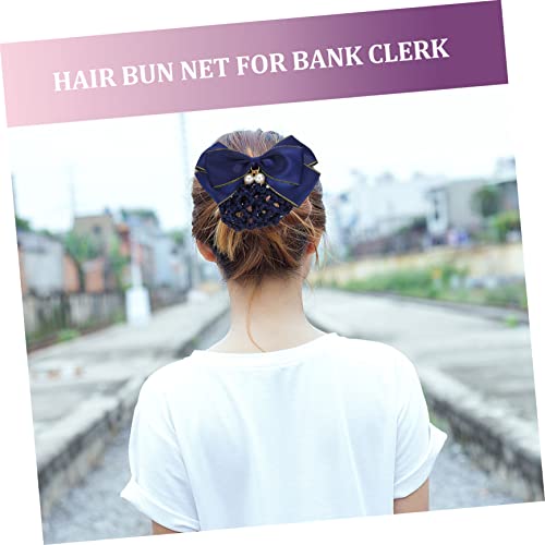 DONFAMDS Bowknot Haarnetz für Damen Elastisches Dutt Haarnetz Geeignet für Dünnes und Dickes Haar Eleganter Haarschmuck für Beruf Tanz und Formelle Anlässe Blaues Netz mit Perlendekor von DONFAMDS
