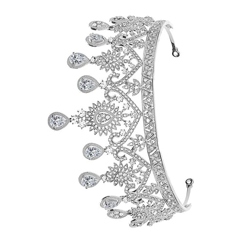 DONFAMDS Silbernes Stirnband Für Braut Hochzeit Kristallkronen Haarschmuck Zirkonium Legierung Herzförmige Stein Krone Festivaleinsetzbar Zubehör Für Frauen von DONFAMDS