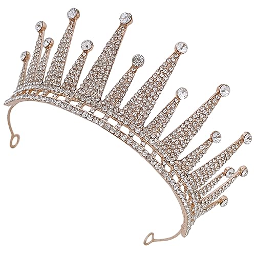 DONFAMDS Braut Tiara mit Funkelnden Kristallen und Perlen Goldfarbenes Haarband für Hochzeit und Festliche Anlässe Sicherer Ziehen Zierliches Design für Damen und Mädchen von DONFAMDS