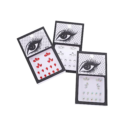 DONFAMDS Dekorative Gesicht Juwelen 3 Satz Abnehmbare Augen Edelsteine für Strass Aufkleber für Partys Gesichtsschmuck für Festivals Selbstklebende Glitzersteine von DONFAMDS