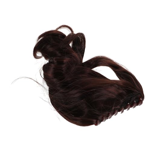DONFAMDS Dunkelbraune Clip Ponytail Extensions Lockiges Kunsthaar mit Krallenklemme Weiches Haarteil für Frauen Einfach Anzubringen Vielseitig für Alltag und Besondere Anlässe von DONFAMDS