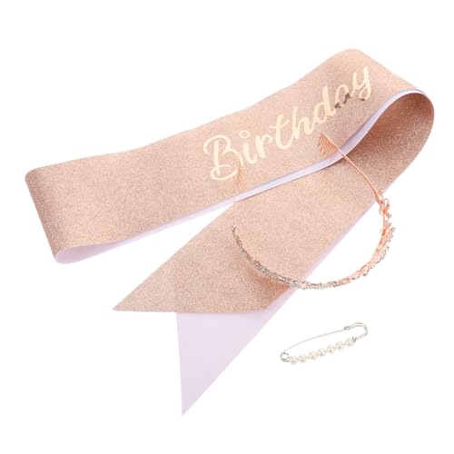 DONFAMDS Geburtstags Krone Und Schärpe Für Mädchen Frauen Prinzessin Accessoires Party Stirnband Glitzer Tiara Hochzeit Geburtstagsdekorationen von DONFAMDS