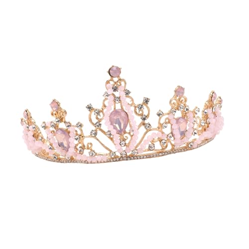 DONFAMDS Junge Mädchen Krone Rosa Mädchen Schmuck Stirnband Haarschmuck Geburtstag Kopfbedeckung Mit Ringen Für Tiara von DONFAMDS