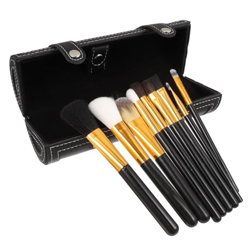DONFAMDS Schminkpinsel Tasche Organizer Für Damen Kosmetik Pinselhalter Etui Reise Kosmetiktasche Mit Fächern Schwarz Aus Kunstleder Für Unterwegs Für Make up Pinsel Und Zubehör von DONFAMDS