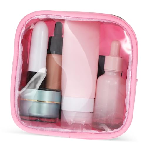 DONFAMDS Mini Kosmetiktasche mit Klarsichtfront Tragbarer Make Up Organizer für Reisen Kleine Toilettentasche mit Robustem Reißverschluss für Damen Transparentes Design für Einfache von DONFAMDS