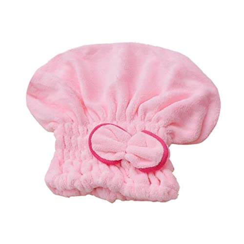 DONFAMDS Schnelltrocknende Mikrofaser Haartrocknungskappe mit Elastischem und Süßer Schleife Saugfähige Trockenhaube für Damen für Bad Gym und Reise Hautfreundlich Rosa Zufällige Farbe von DONFAMDS