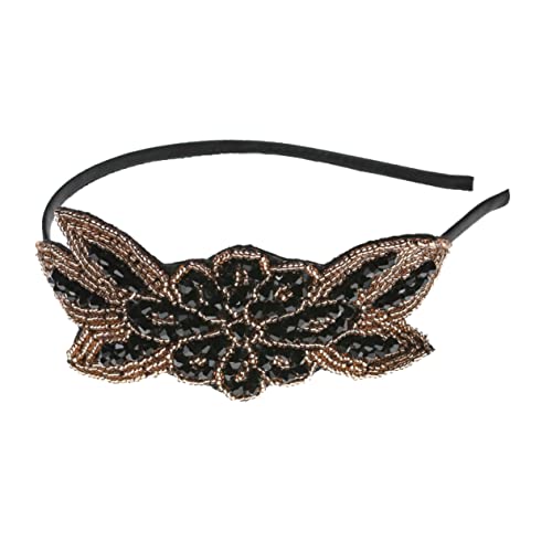 DONFAMDS Vintage Perlen Haarreif Kopfschmuck Damen Leichtes Party Accessoire Hochzeit Braut Performance Schwarz Gold von DONFAMDS