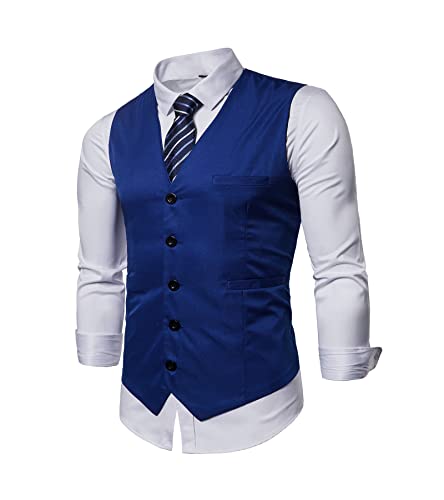 DONGD Formelle Herren-Anzugweste, Business-Kleid, Weste für Anzug oder Smoking, königsblau, Large von DONGD