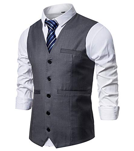 DONGD Herren formelle Anzugweste Business Kleid Weste für Anzug oder Smoking - Grau - XXX-Large DONGD Herren formelle Anzugweste Business Kleid Weste für Anzug oder Smoking - Grau - XXX-Large von DONGD