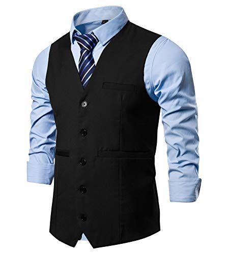 DONGD Herren formelle Anzugweste Business Kleid Weste für Anzug oder Smoking - Schwarz - X-Large DONGD Herren formelle Anzugweste Business Kleid Weste für Anzug oder Smoking - Schwarz - X-Large von DONGD