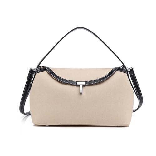 DONGKADE Damen Modisch Elegant Hohe Kapazität Handtasche Umhängetasche Shopper Tasche (Beigeschwarz) von DONGKADE