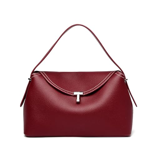 DONGKADE Damen Modisch Elegant Hohe Kapazität Handtasche Umhängetasche Shopper Tasche (Rubinrot) von DONGKADE