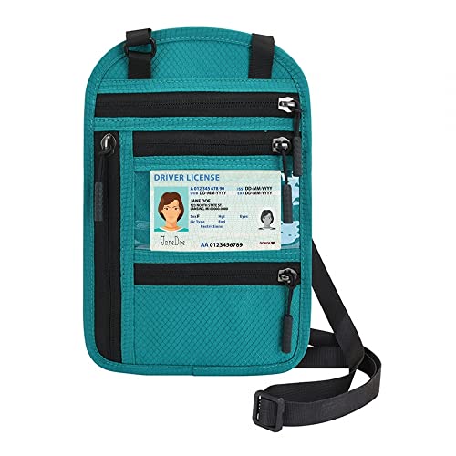 Brustbeutel mit RFID-Schutz, Wasserdicht Herren/Damen Brusttasche, Reise Umhängebeutel Tasche mit Verstellbarem Halsriemen für Smartphone und Reise Dokumente von DONGKER