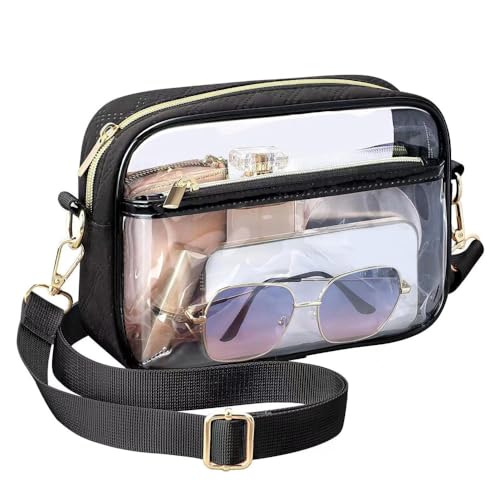 DONGKER Durchsichtige Tasche Damen, Transparente Crossbody Schultertasche, Stadion-Umhängetasche mit Verstellbarem Gurt für Arbeit Sport Spiele und Konzerte von DONGKER