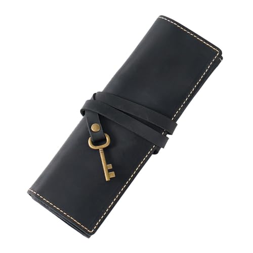 DONGKER Federmappe Leder, Vintage Stiftemappe, Retro Federtasche Schlamperrolle Stifteetui für Damen und Herren zur Schule, Büro und Arbeit von DONGKER