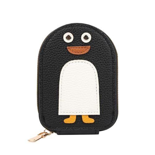DONGKER Kreditkartenetui, Mini PU-Leder Kartenetui, Niedlicher Pinguin Brieftasche Kartenhalter mit Reißverschluss und 11 Kartenfächer für Damen Frauen von DONGKER