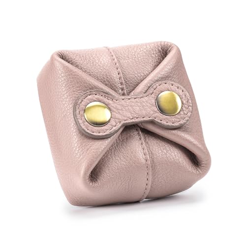 Mini Münzbeutel, Leder Kleingeldbörse, Mini Geldbörse Münzbörse Portemonnaie Kleiner Geldbeutel mit Druckknopfverschluss für Männer und Frauen von DONGKER