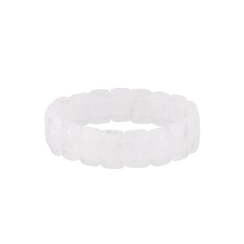 DONGLING Armband Herren Perlen, Armband Aus Natürlichem Edelsteinkristall, Modisches, Facettiertes, Rechteckiges Armband, Glücksbringer-Stretcharmband Für Frauen Und Männer, Bergkristall von DONGLING