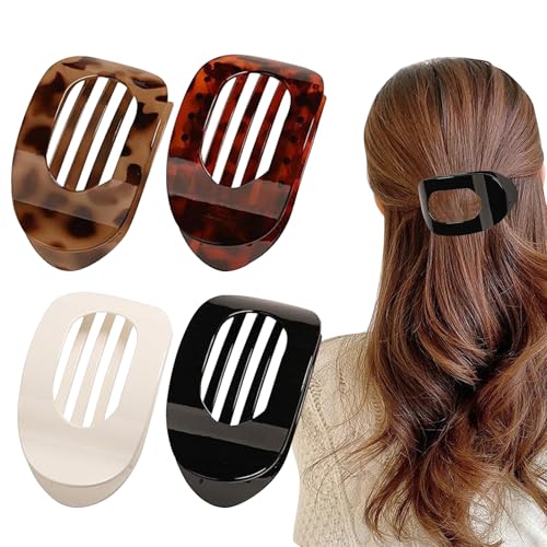 4 Stück Haarklammern für Damen,Haarspange Flach Damen, hair claw,Flat Claw Clip,Haarklammer für Dunn Haar,Starker Halt Seitliche Haarklammern von DONOONIS