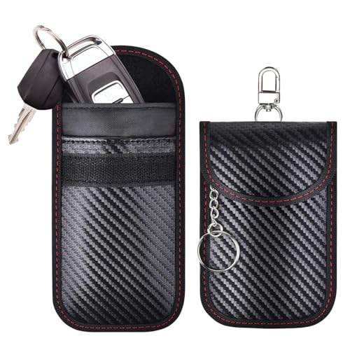 DONOONIS 2 Stück Keyless Go Schutz Autoschlüssel,Schlüssel Tasche,Keyless Hülle Tasche,14×9cm RFID Funkschlüssel Schutz Keyless Abschirmung Blocker Schlüsseltasche Schlüsseletui von DONOONIS