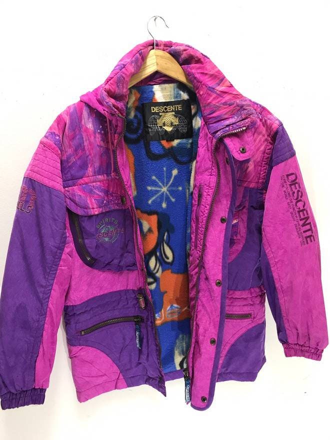 Descente Ski Winter Parka Jacke Multi Color Spell Out Art Futter von DONPACINO