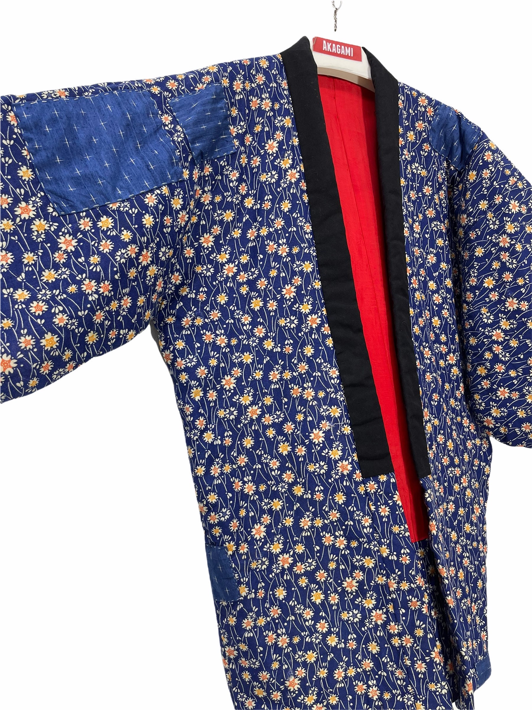 Hergestellt in Japan Vintage Hanten Wolle Jacke Polsterung Wattierte Voll Blumen Patchwork Sashiko Komplett Handgefertigte Kimono Robe Warme von DONPACINO