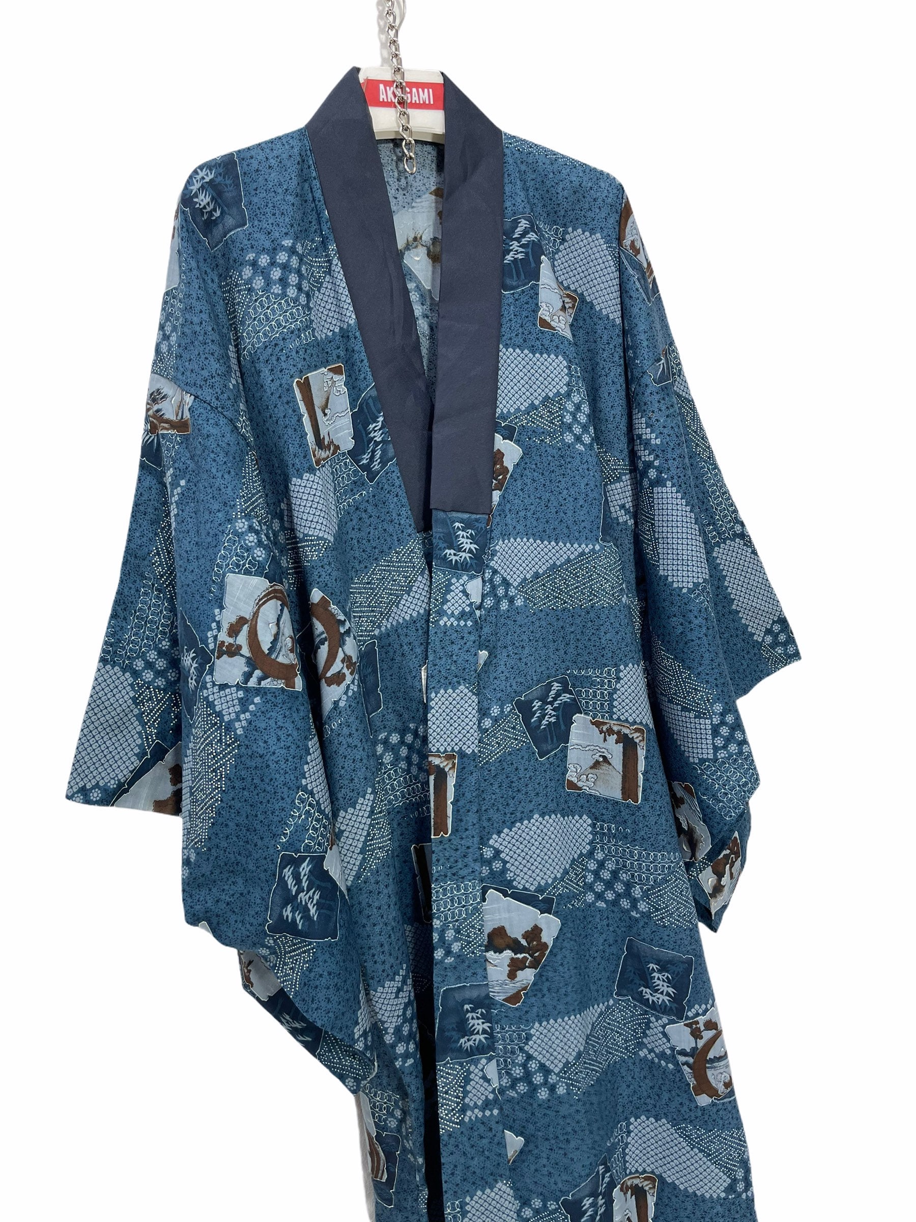 Made in Japan Vintage Juban Kimono Wolle Ohne Futter Mount Fuji Muster Robe Jacke Sashiko Stitch Handmade von DONPACINO