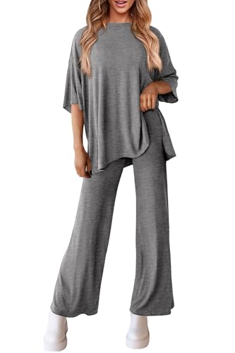 DONYKARRY Jogginganzug Damen Set Trainingsanzug Zweiteiler Frauen Sport Anzug Freizeitanzug Kapuzenjacke&Sporthose(Grau,XL) von DONYKARRY