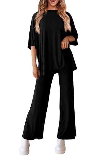 DONYKARRY Jogginganzug Damen Set Trainingsanzug Zweiteiler Frauen Sport Anzug Freizeitanzug Kapuzenjacke&Sporthose(Schwarz,M) von DONYKARRY