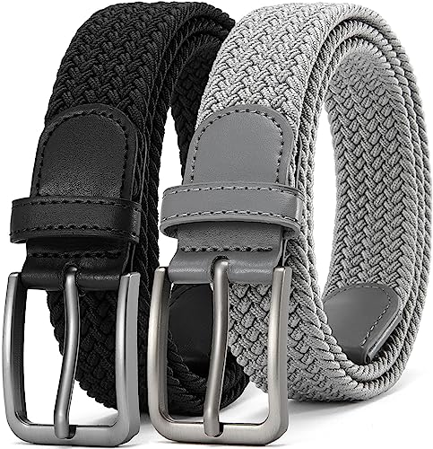 DOOPAI Elastischer Stoffgürtel Herren Geflochtener Stretchgürtel Dehnbarer Gürtel für Damen 2 Stücke von DOOPAI