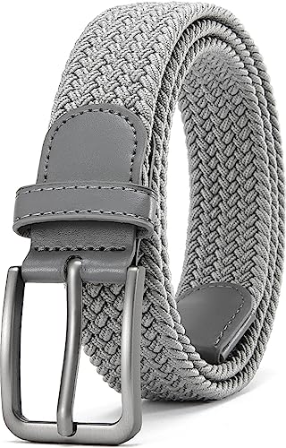 DOOPAI Elastischer Stoffgürtel Herren Grau Geflochtener Stretchgürtel Dehnbarer Gürtel für Damen 130cm von DOOPAI