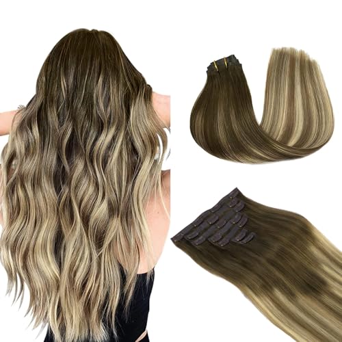 DOORES Clip in Extensions Eechthaar, Walnut Brown to Ash Brown and Bleach Blonde Echthaar Extensions Clip, 7 Stück 40cm 130g Clip in Haarverlängerung Echthaar, Damen Echthaar Haarverlängerung DOORES Clip in Extensions Eechthaar, Walnut Brown to Ash Brown and Bleach Blonde Echthaar Extensions Clip, 7 Stück 40cm 130g Clip in Haarverlängerung Echthaar, Damen Echthaar Haarverlängerung von DOORES