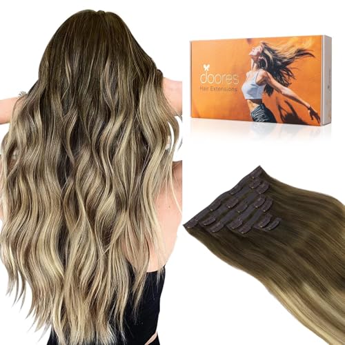 DOORES Clip in Extensions Eechthaar, Walnut Brown to Ash Brown and Bleach Blonde Echthaar Extensions Clip, 9 Stück 35cm 130g Clip in Haarverlängerung Echthaar, Damen Echthaar Haarverlängerung DOORES Clip in Extensions Eechthaar, Walnut Brown to Ash Brown and Bleach Blonde Echthaar Extensions Clip, 9 Stück 35cm 130g Clip in Haarverlängerung Echthaar, Damen Echthaar Haarverlängerung von DOORES