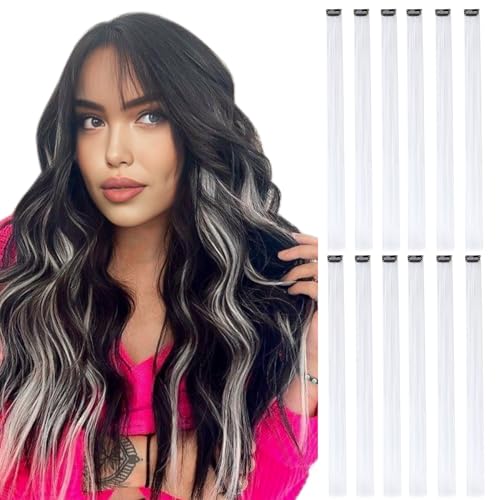 DOORES Einklipsen Farbiger Clip in Haarverlängerungen Extensions Weib 12pcs 55cm Regenbogen Farbige Haarverlängerungen Clip In für Mädchen von DOORES