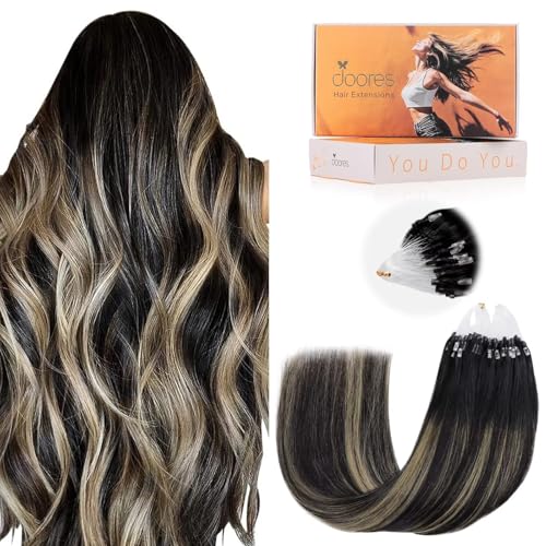 DOORES Micro Link Haarverlängerungen Echthaar für Frauen, Balayage Natürliches Schwarz bis Hellblond 55cm 50g/50s, Remy Haarverlängerungen Perlen Haarverlängerungen DOORES Micro Link Haarverlängerungen Echthaar für Frauen, Balayage Natürliches Schwarz bis Hellblond 55cm 50g/50s, Remy Haarverlängerungen Perlen Haarverlängerungen von DOORES