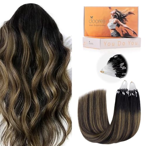 DOORES Microlink Hair Extensions, Balayage Natürliches Schwarz bis Kastanienbraun 60cm 50g/50s, Unsichtbare MicroBead Human Hair Extensions für Frauen, EchtHuman Hair Extensions DOORES Microlink Hair Extensions, Balayage Natürliches Schwarz bis Kastanienbraun 60cm 50g/50s, Unsichtbare MicroBead Human Hair Extensions für Frauen, EchtHuman Hair Extensions von DOORES